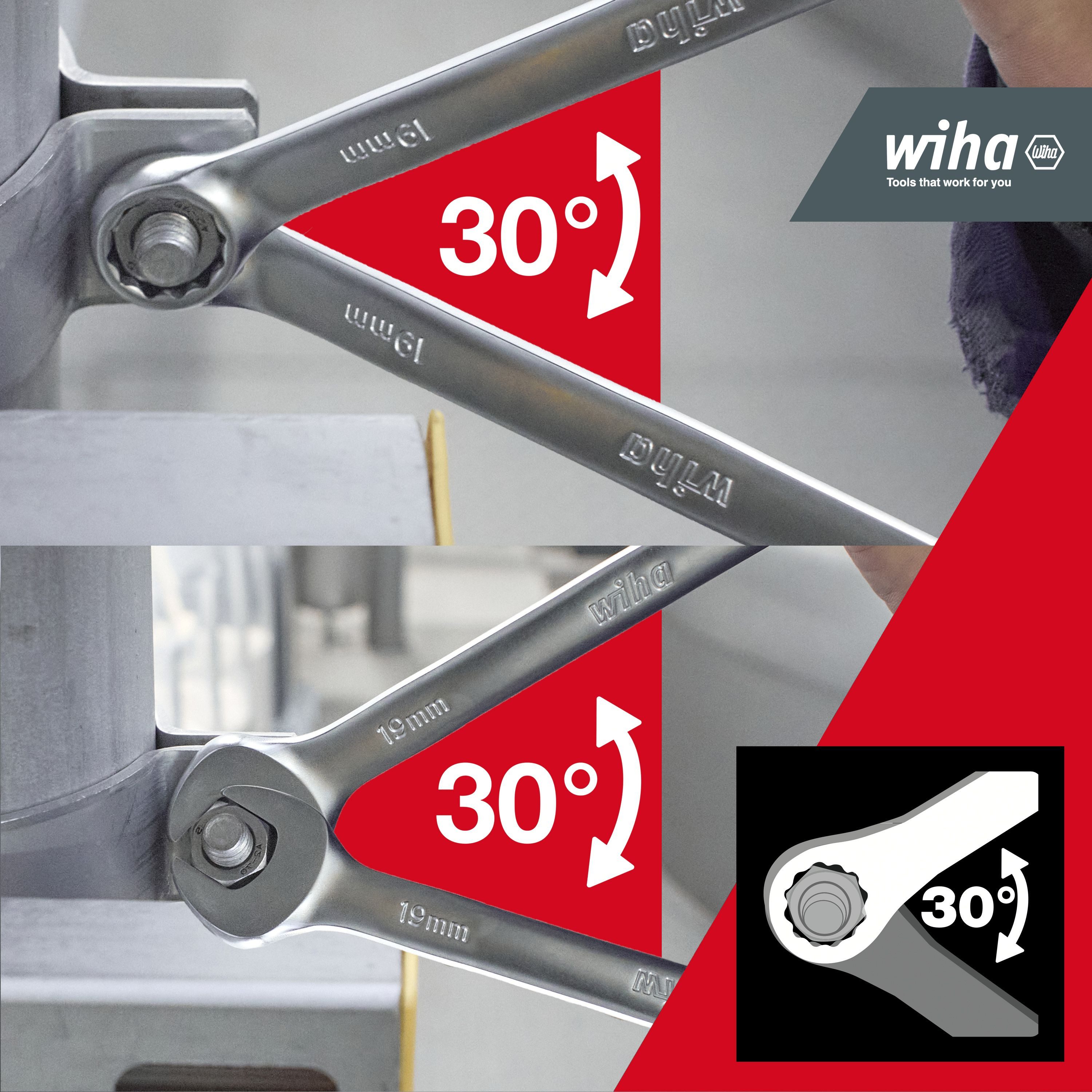 Thumbnail - Wiha Maulschlüssel Profi (44753) - 13 tlg., mit Halter, Gabelschlüsselsatz 6-32 mm, metrisch, Doppelmaulschlüssel