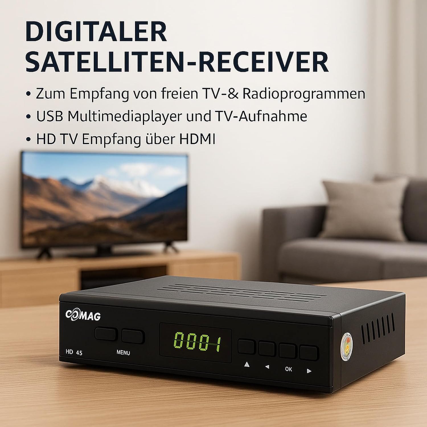 Comag HD45 Digitaler HD Sat Receiver FULL HD HDTV DVB-S2 HDMI SCART USB Satellitenreceiver