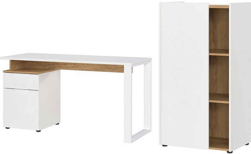 andas Büromöbel-Set Njavve bestehend aus Schreibtisch, (2-St), inkl. Container & Aktenschrank (Höhe 115 cm), Made in Germany