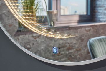 LC Home LED-Lichtspiegel Infinity Wandspiegel silber Ø80cm mit LED-Beleuchtung Näherungssensor (Flurspiegel Badezimmerspiegel Aluminiumrahmen Unendlichkeitsspiegel, Spiegel), Unendlichkeitsspiegel