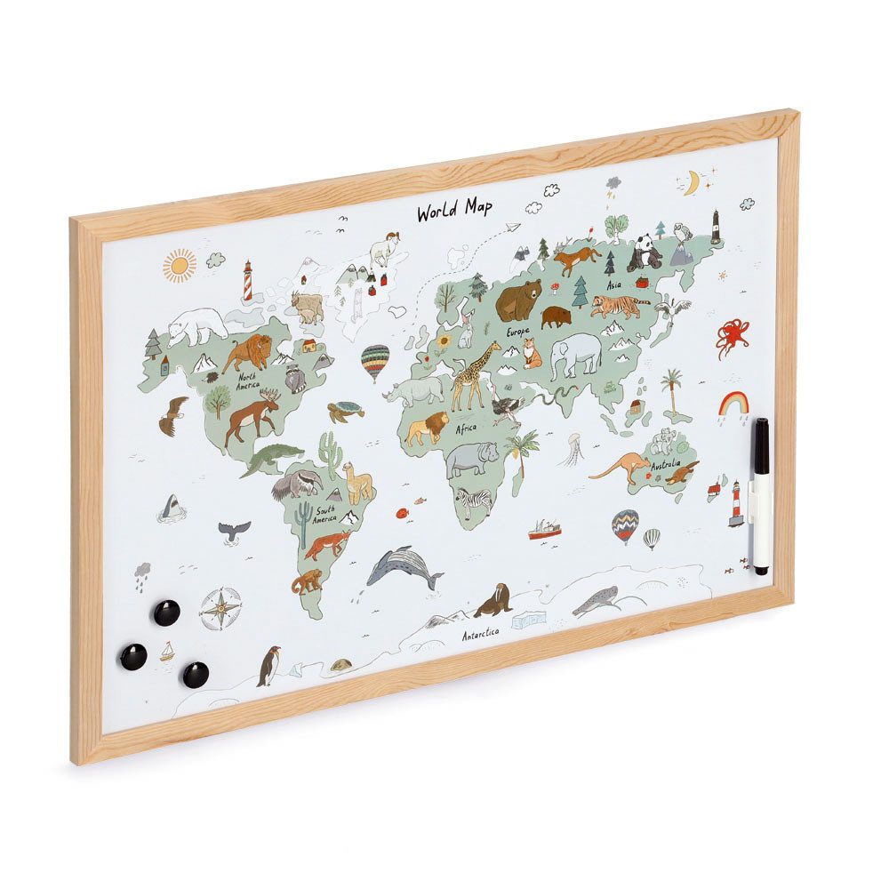 Zeller Present Magnettafel Magnet-/Schreibtafel 'Weltkarte', Metall/Kiefer günstig online kaufen