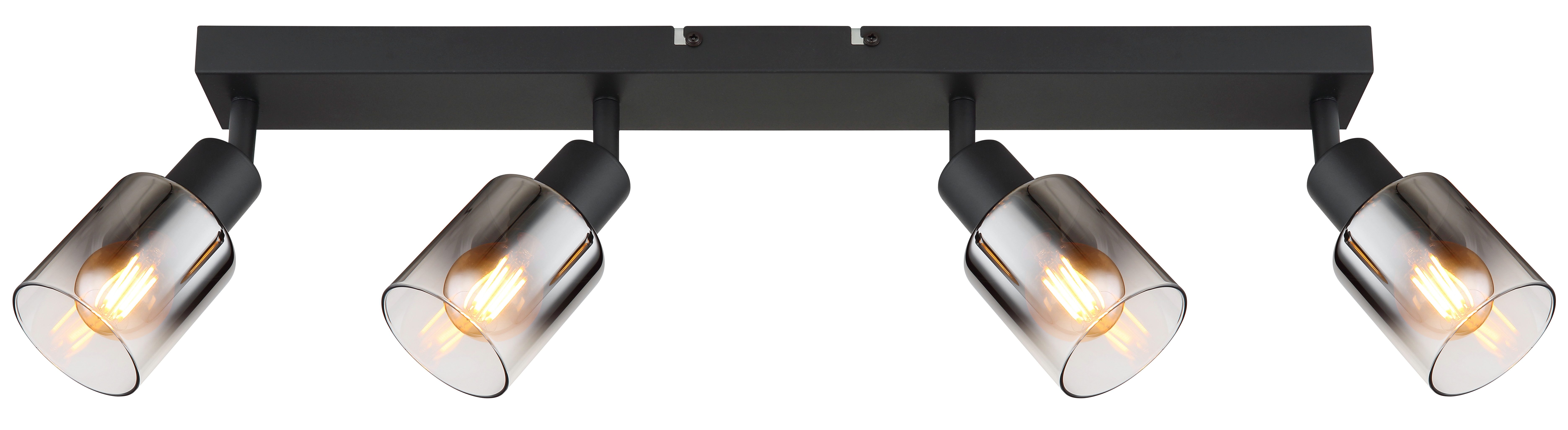 GLOBO LIGHTING Deckenstrahler HUBERTUS, ohne Leuchtmittel, Deckenspot/schwarz/Glas rauchfarben/Flur/Wohnzimmer