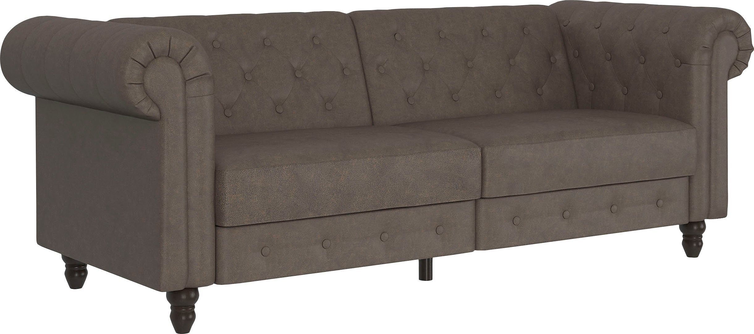 freiraum Schlafsofa Firenze, in Braun Mikrofaser - 236x83x87 (BxHxT)