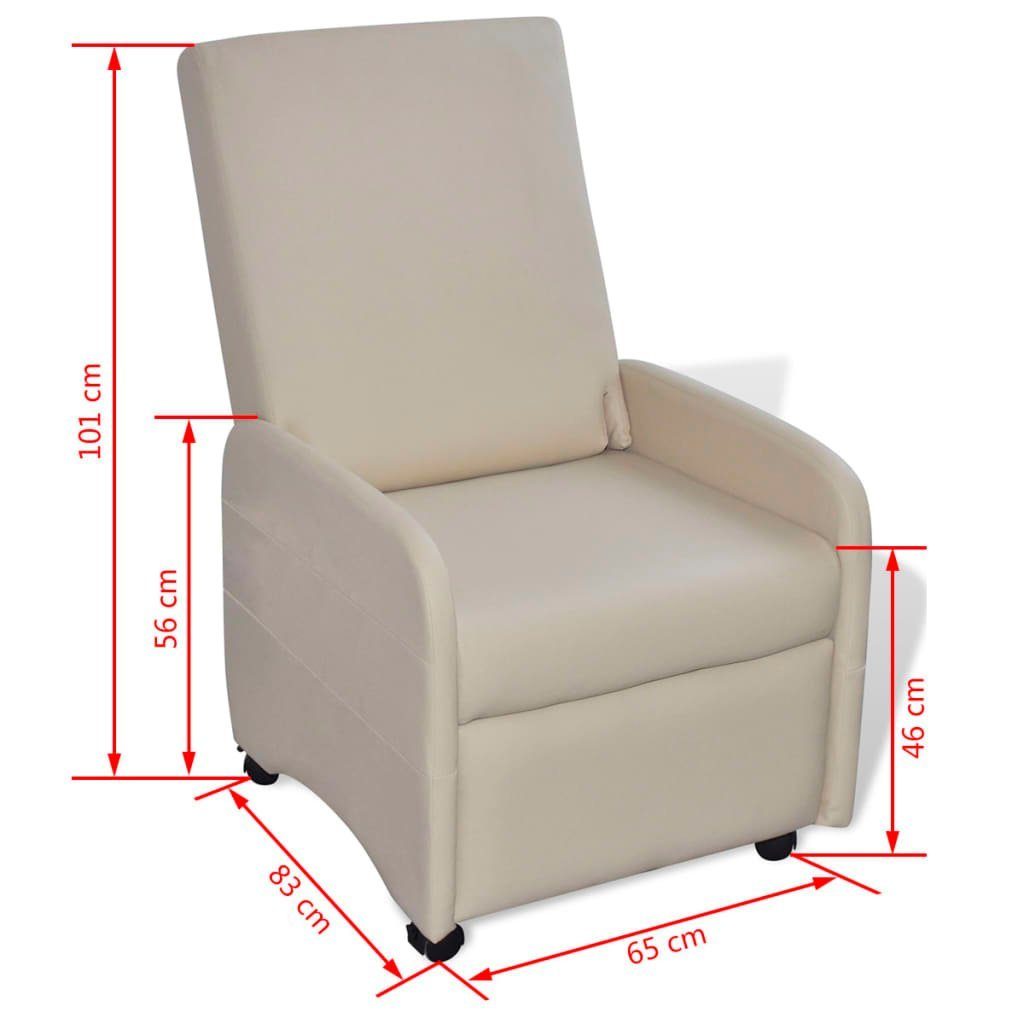 Ausklappbarer Sessel Sessel (1-St) vidaXL Kunstleder Creme