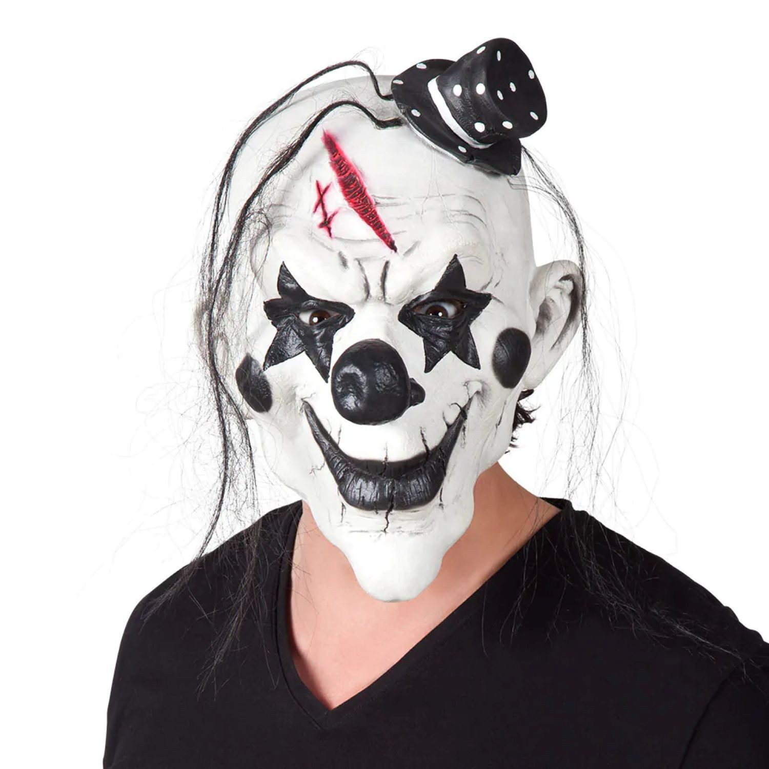 Boland Verkleidungsmaske Halloween Latex Maske 'Psycho Clown', Schwarz Wei