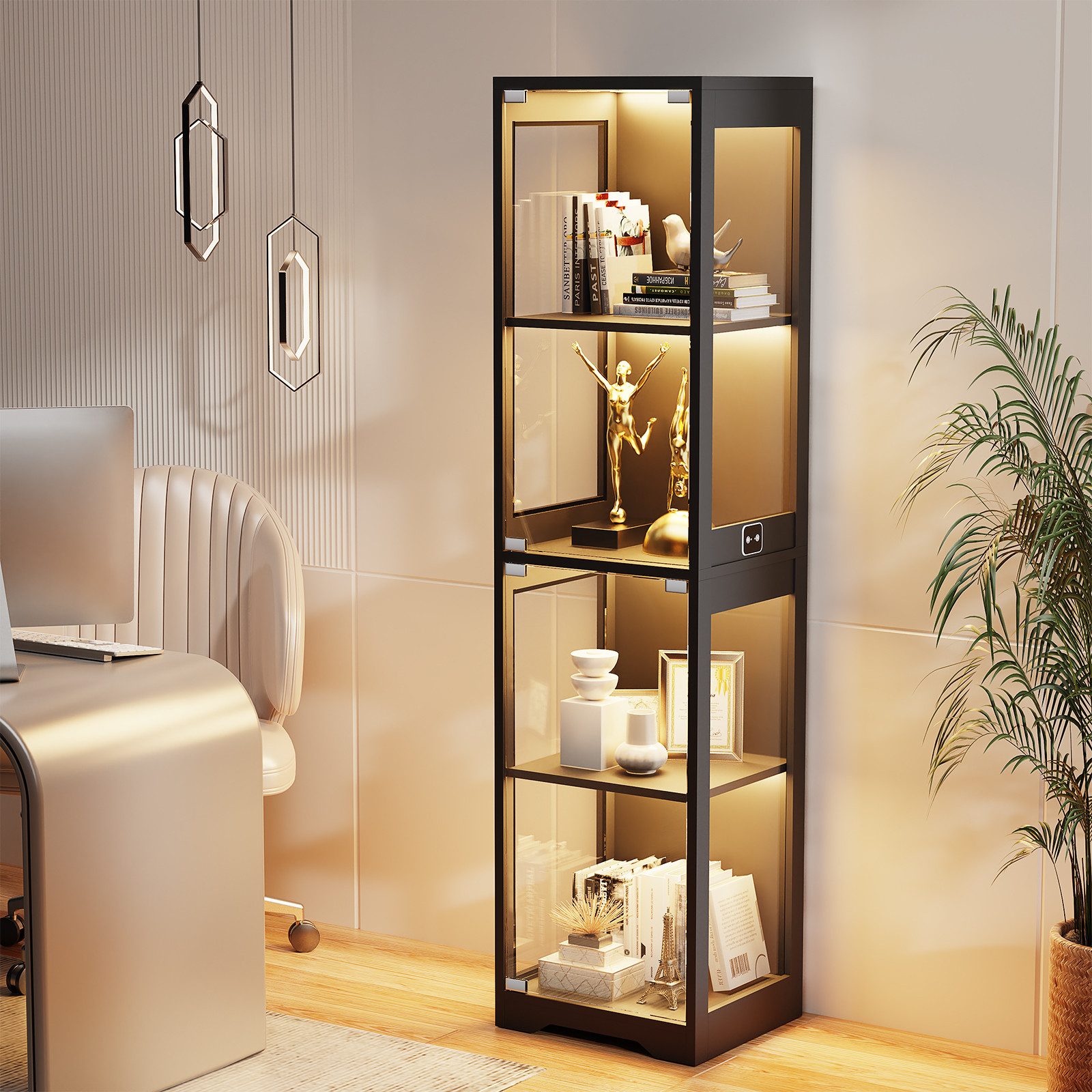 BROTTAR Glasvitrine Ausstellungsschrank mit Glastür, 4-stufiger günstig online kaufen