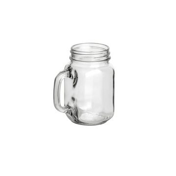 gouveo Gläser-Set Trinkgläser 110 ml mit Schraubdeckel - Kleines Trinkglas mit Henkel, 6er Set, rot/silber