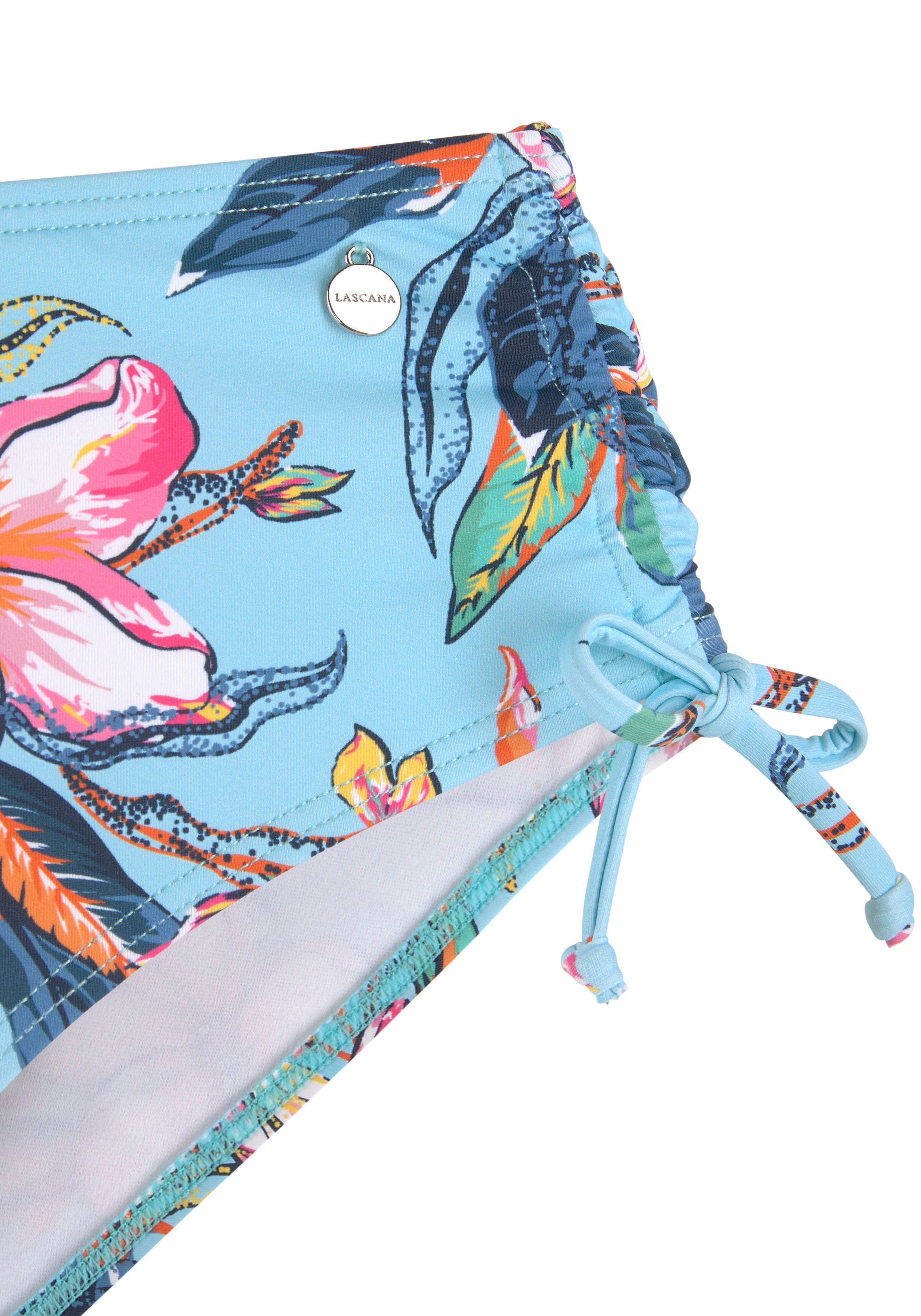 LASCANA Bikini-Hose Malia mit seitlicher Raffung mit tropischem Print – Bild 3 von 5