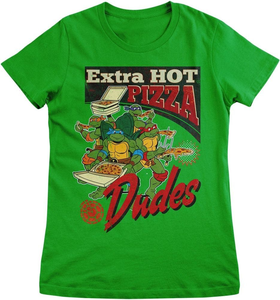Teenage Mutant Ninja Turtles T-Shirt Extra Hot Pizza Dudes Girly Tee