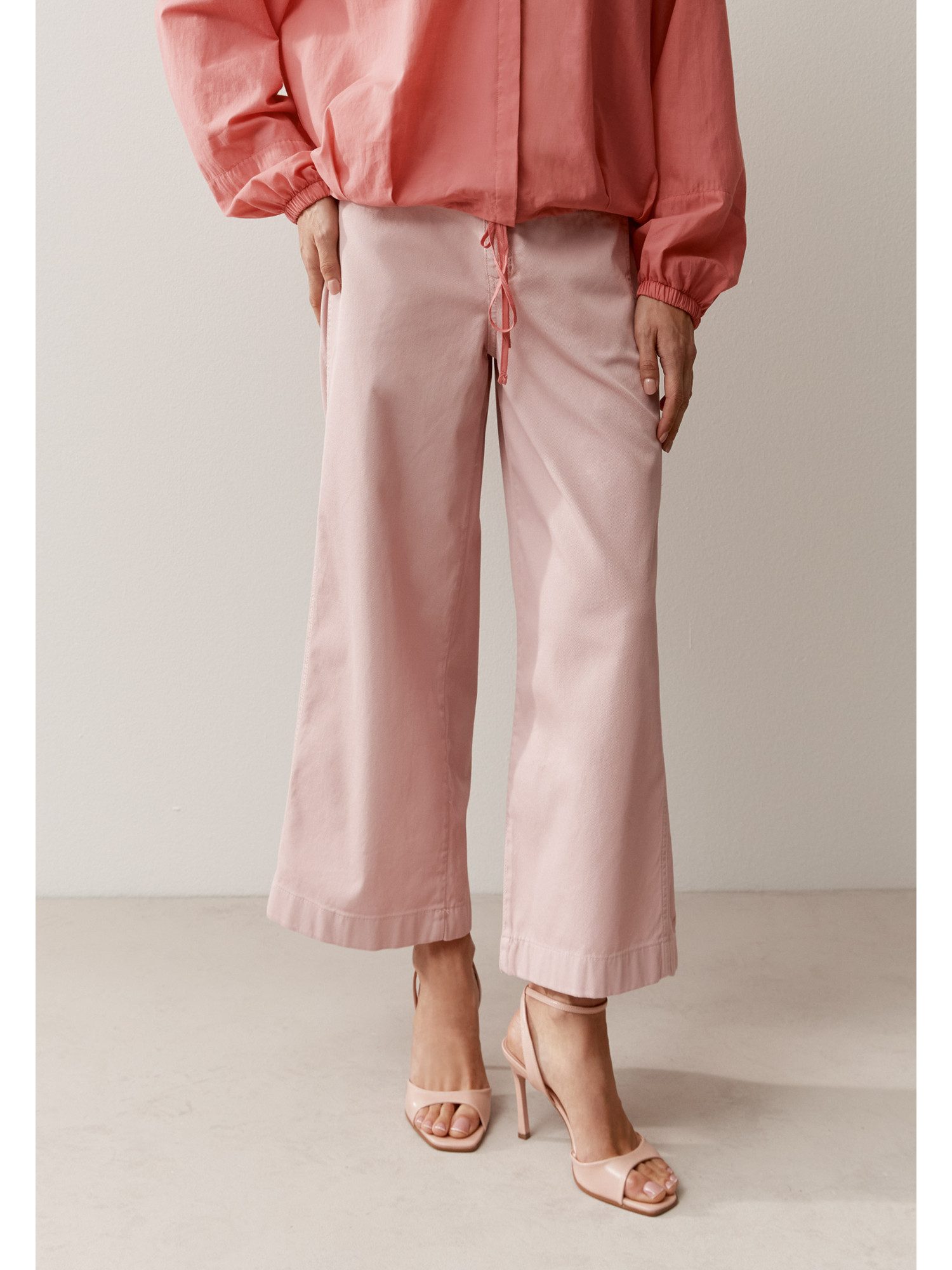 Stoffhose verkürzte, weite Baumwoll-Stretch-Hose