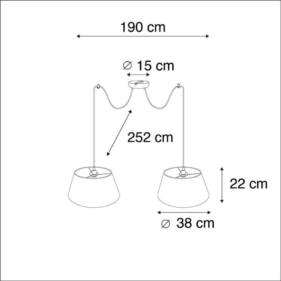 Qazqa Pendelleuchte Lofty, ohne Leuchtmittel, Warmweiß, QAZQA Hängeleuchte, e27, Schwarz, Textil, Modern