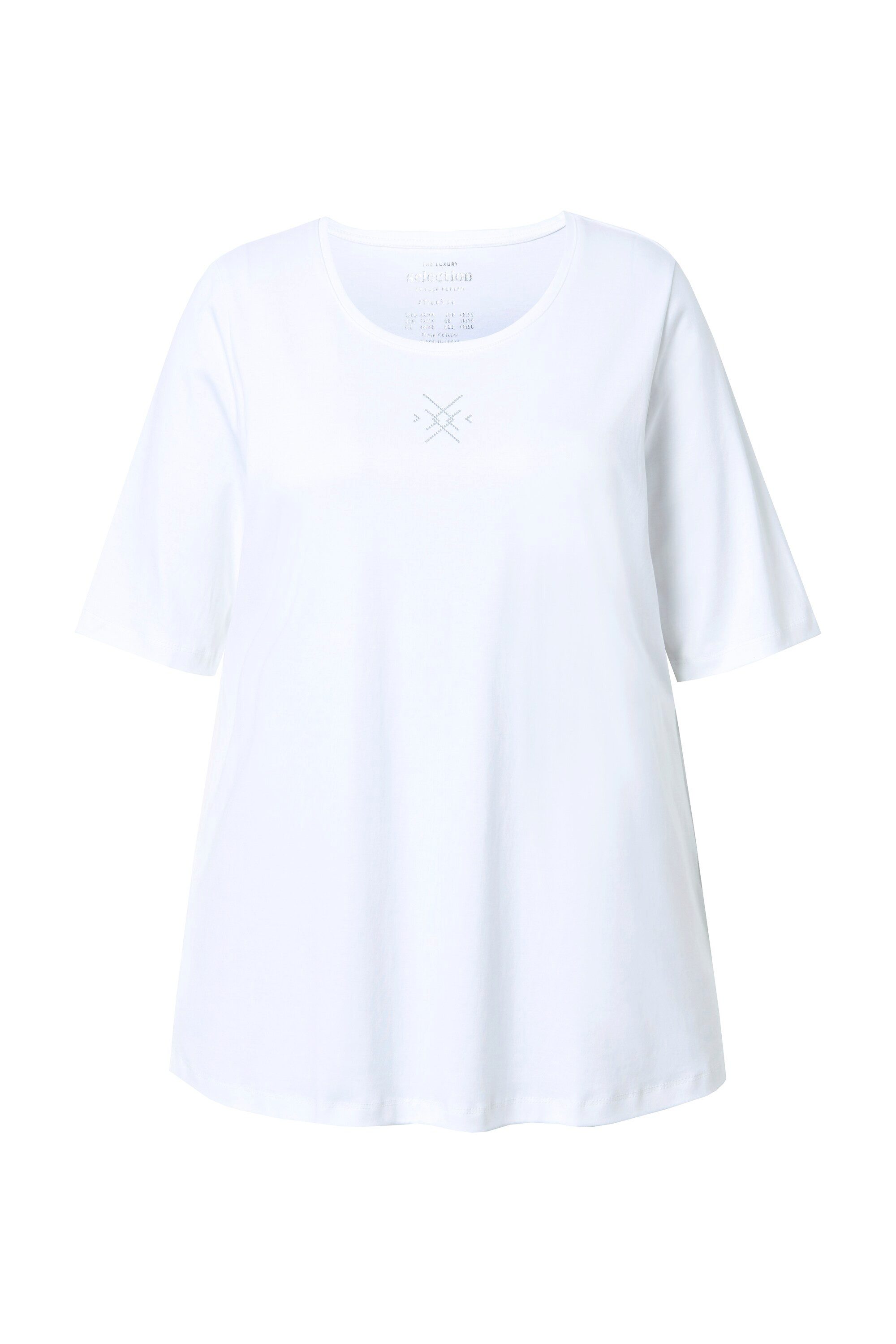 Ulla Popken T-Shirt Pima Cotton Shirt Ziersteine A-Linie Rundhals günstig online kaufen