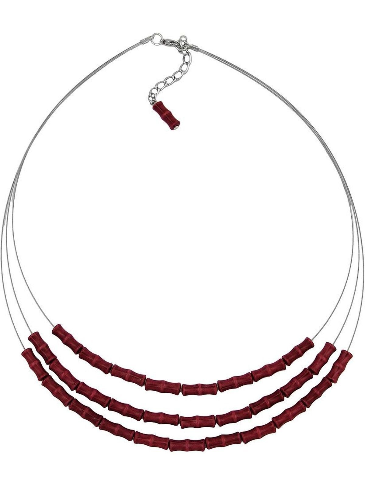 Gallay Perlenkette Drahtkette 3-fach Knochenperle rot-schwarz Kunststoffperlen 50cm (1-tlg) | Perlenketten