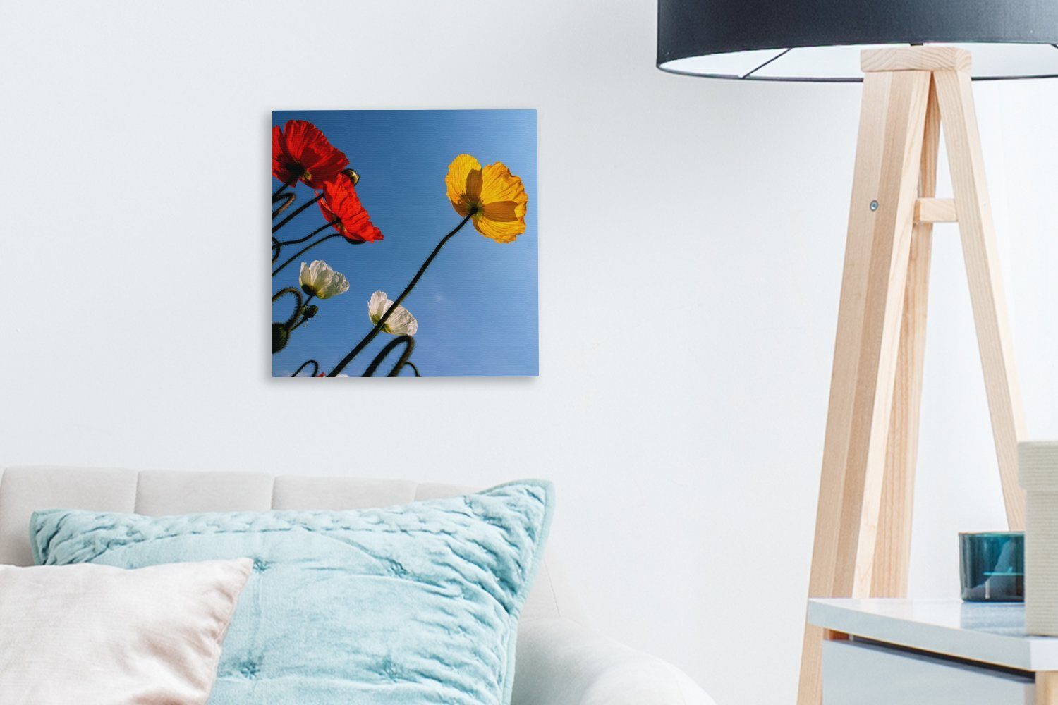 Wohnzimmer Mohnblumen OneMillionCanvasses® Leinwand (1 St), im Sommer, Bunte Leinwandbild Schlafzimmer Bilder für