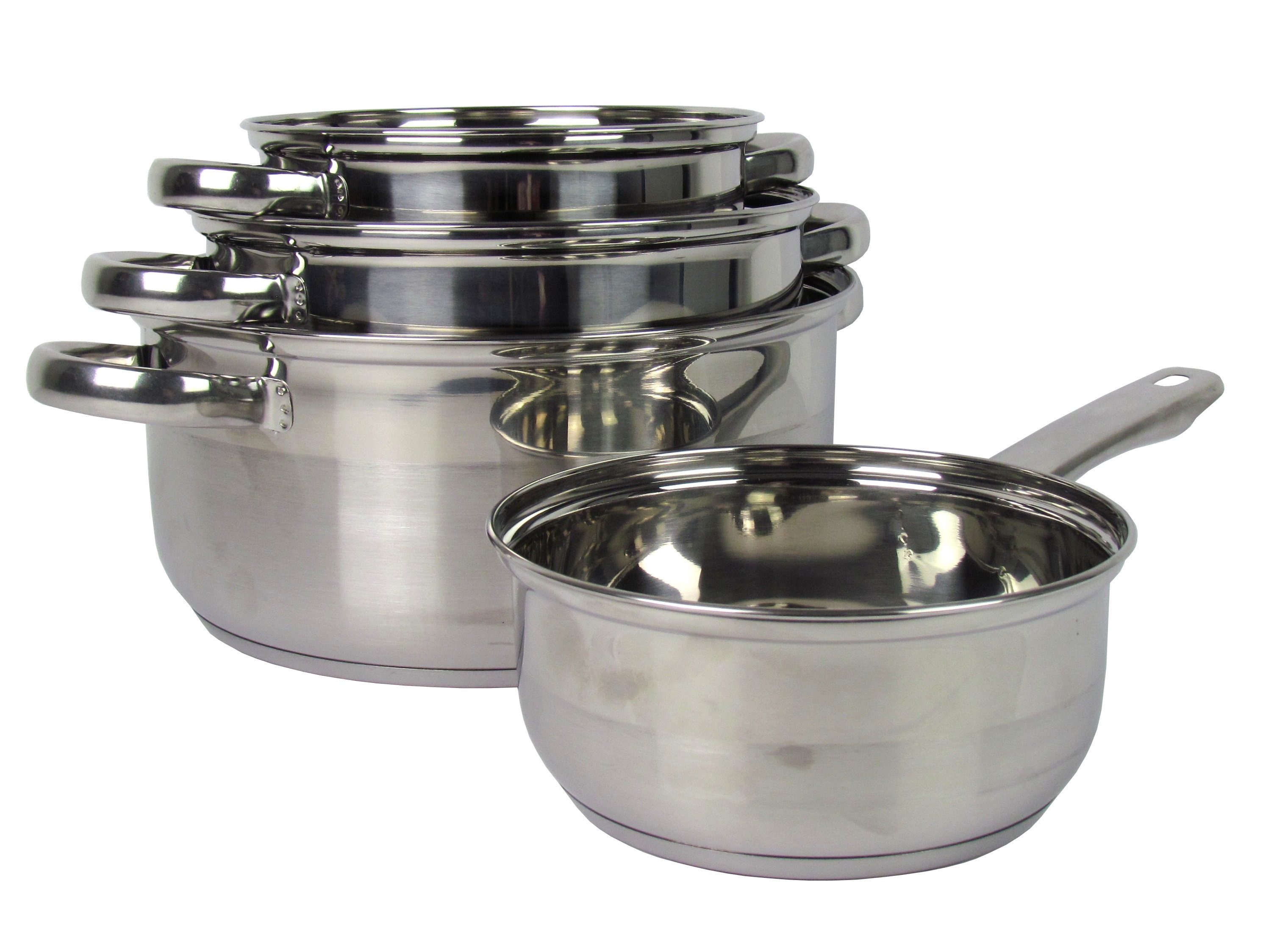 Michelino Topf-Set Kochtopfset Denver aus Edelstahl für alle Herdarten geeignet, Edelstahl (7-tlg), für alle Herdarten auch induktion