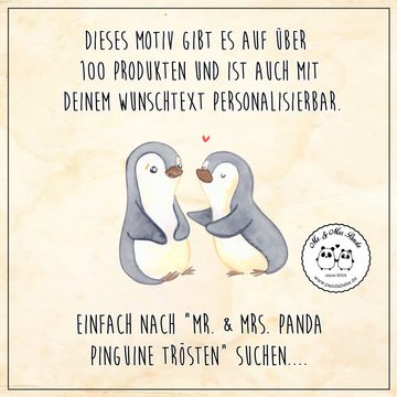 Mr. & Mrs. Panda Dekokiste 19 x 12 cm Pinguine trösten - Grau Pastell - Geschenk, Kiste, Heirate (1 St), Hochwertiges Holzfaser