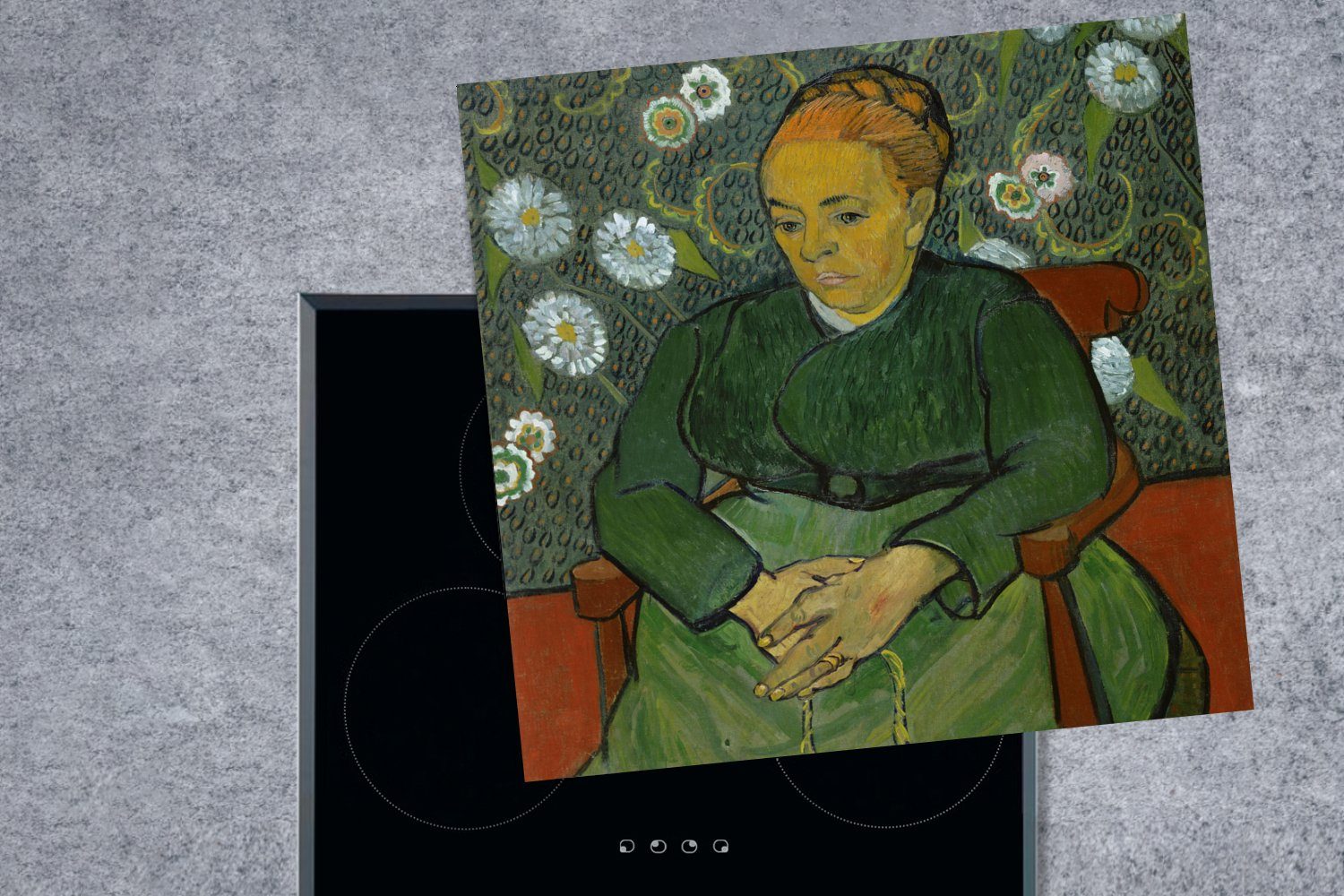 Madame Herdblende-/Abdeckplatte (Porträt - cm, Ceranfeldabdeckung, küche van Gogh, Vinyl, von 78x78 tlg), MuchoWow La berceuse Roulin) Arbeitsplatte (1 Vincent für
