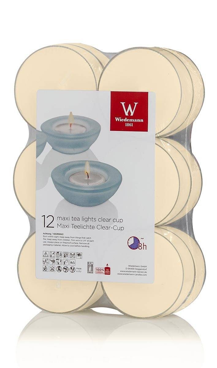 INNA-Glas Teelicht 12er Set Wachskerze Kenny, creme, 2,1cm, Ø 5,6cm, 8h
