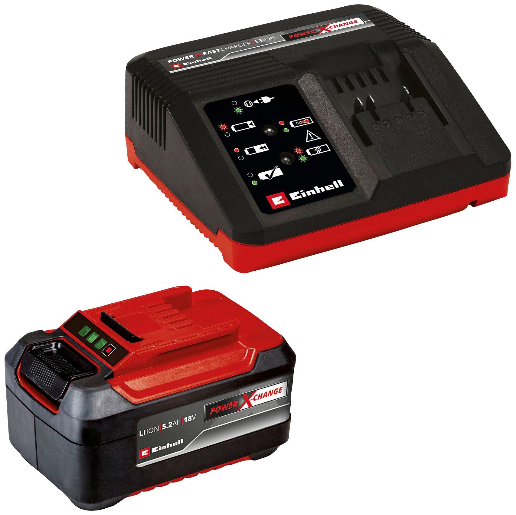 Einhell PXC-Starter-Kit 5,2Ah & 4A Fastcharger Akku (18,0 V), inklusive Schnellladegerät