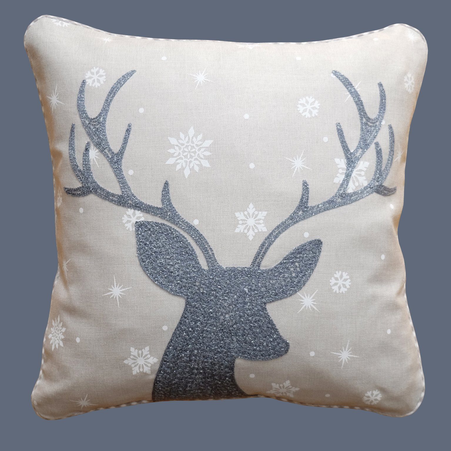 Kissenhülle mit verschiedenen Motiven Advent Weihnachten Winter, TextilDepot24, mit Reißverschluss silber