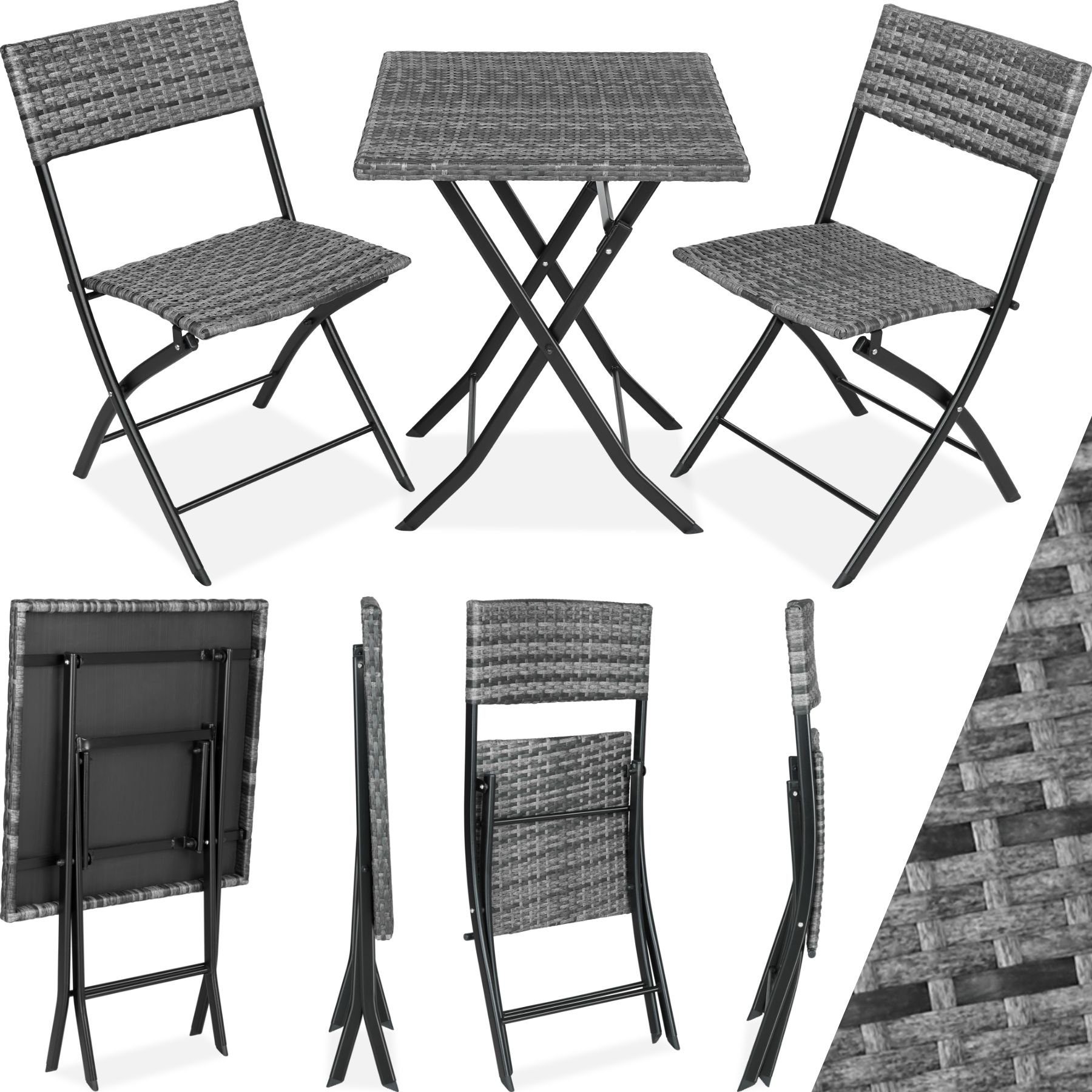 tectake Sitzgruppe Trevi, (Set, 3-tlg), Tisch- und Stuhl Set