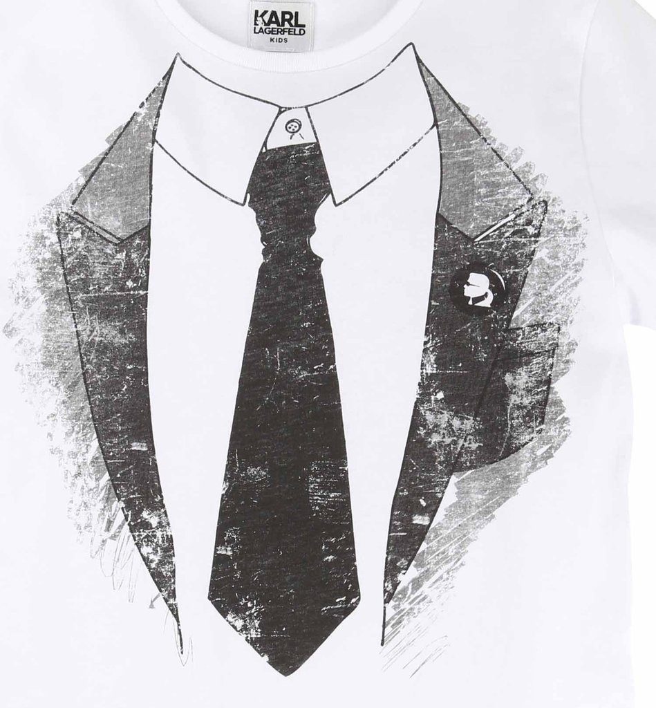 KARL LAGERFELD T-Shirt KARL LAGERFELD Kids cooles Designer T-Shirt weiß Krawattenprint