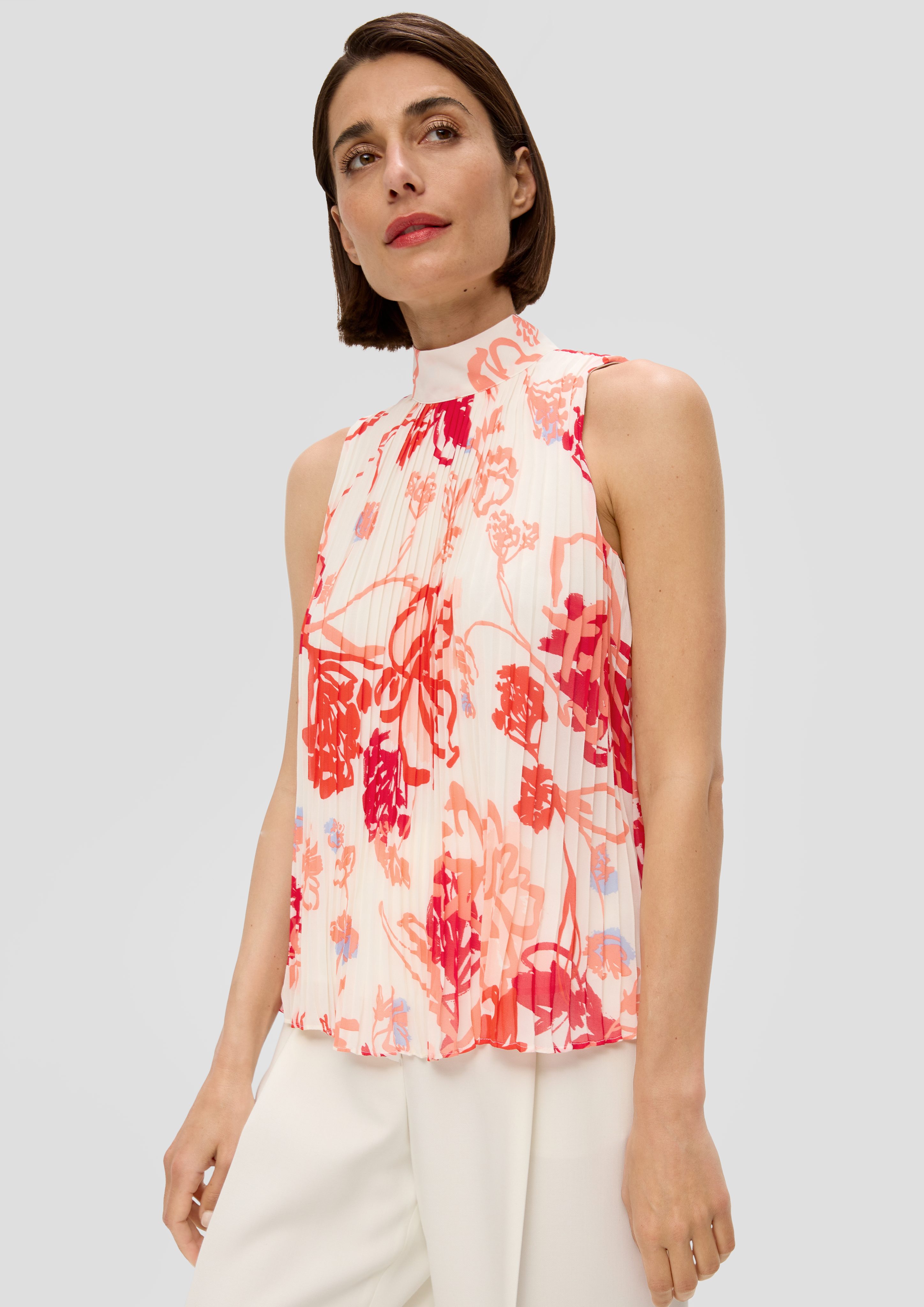 Blusentop Chiffonbluse mit Plisseefalten
