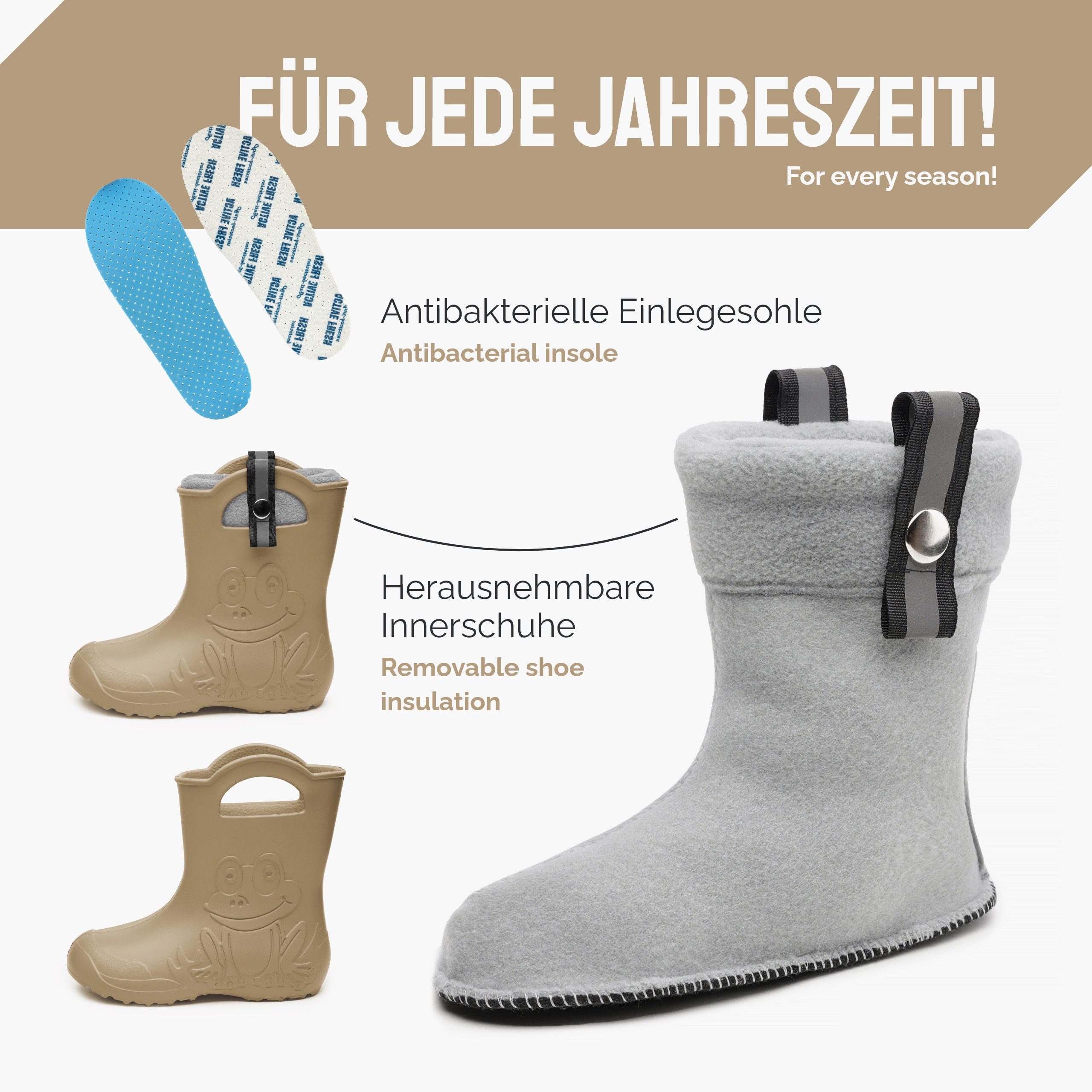 Ladeheid Kinder Federleichte Gummistiefel Thermo mit Fütterung LA-CA-Frog245 Gummistiefel