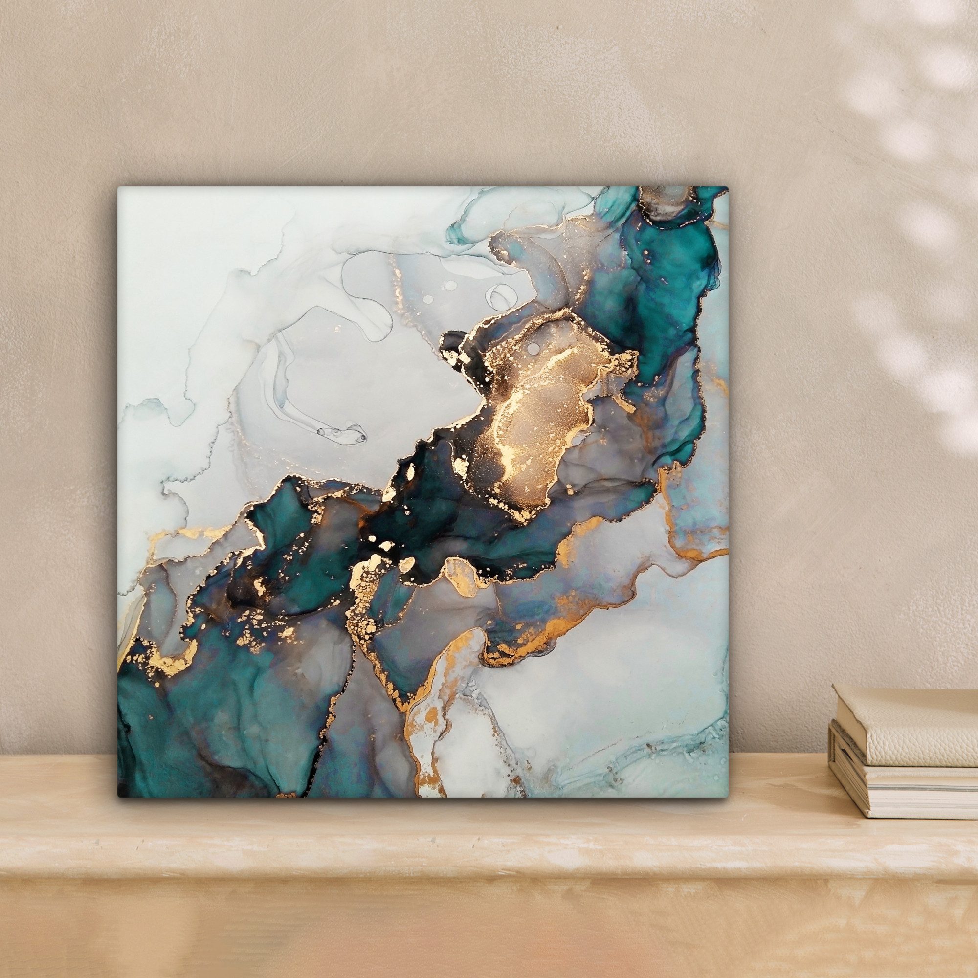 OneMillionCanvasses® Leinwandbild Blau - Marmor - Gold, Fotodruck (1 St), W günstig online kaufen