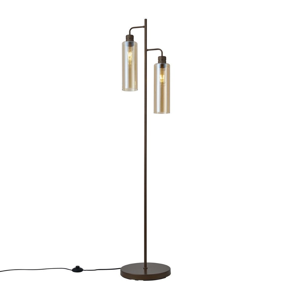 Qazqa Stehlampe Stavelot, ohne Leuchtmittel, E27, Bronze, Hotel chic, Stahl, 2-flammig