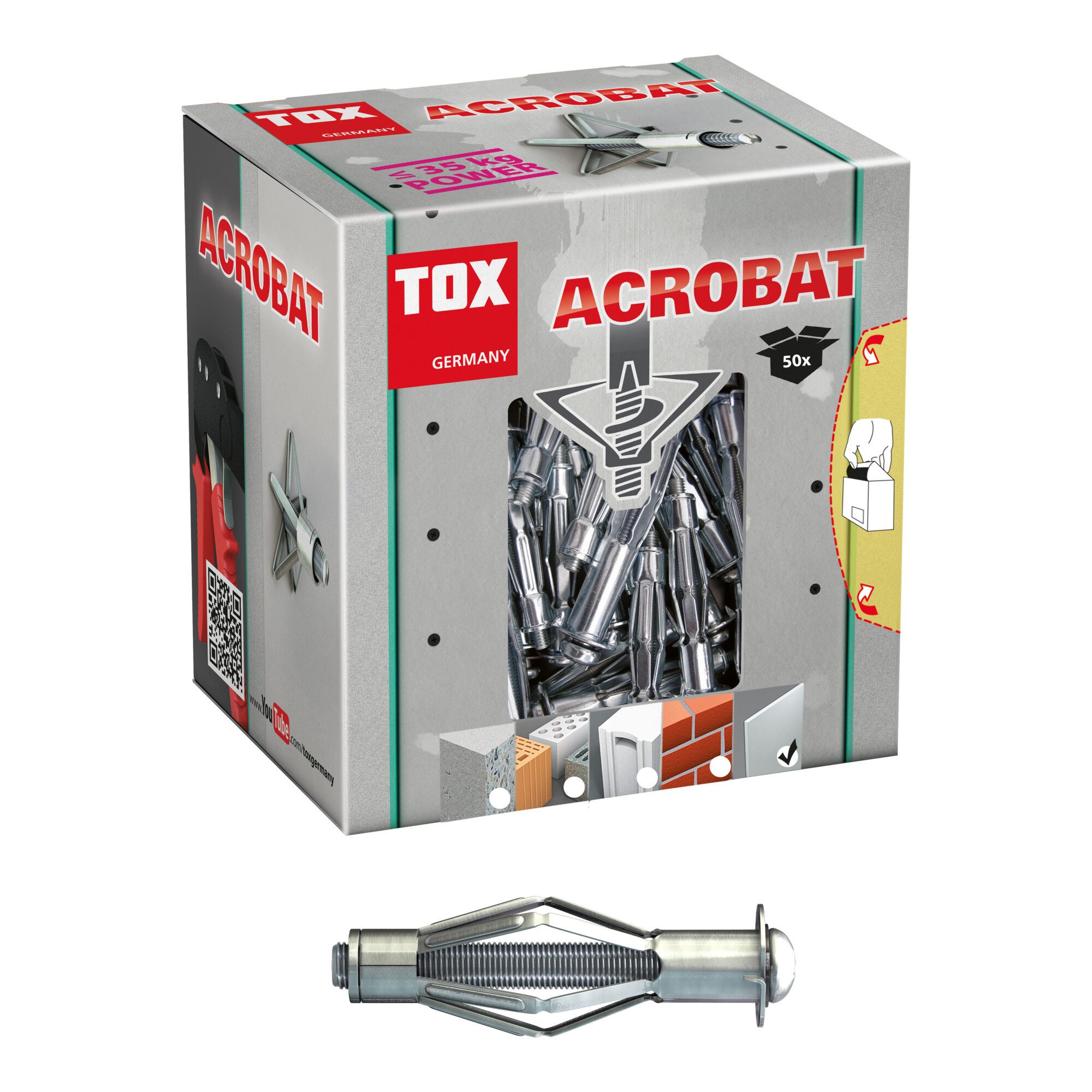 Tox Dübel-Set TOX Metall-Hohlraumdübel Acrobat M4x38 mm 50 Stk