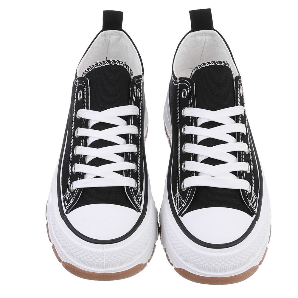 Ital-Design Damen Low-Top Freizeit Sneaker (88930414) Keilabsatz/Wedge Sneakers Low in Schwarz