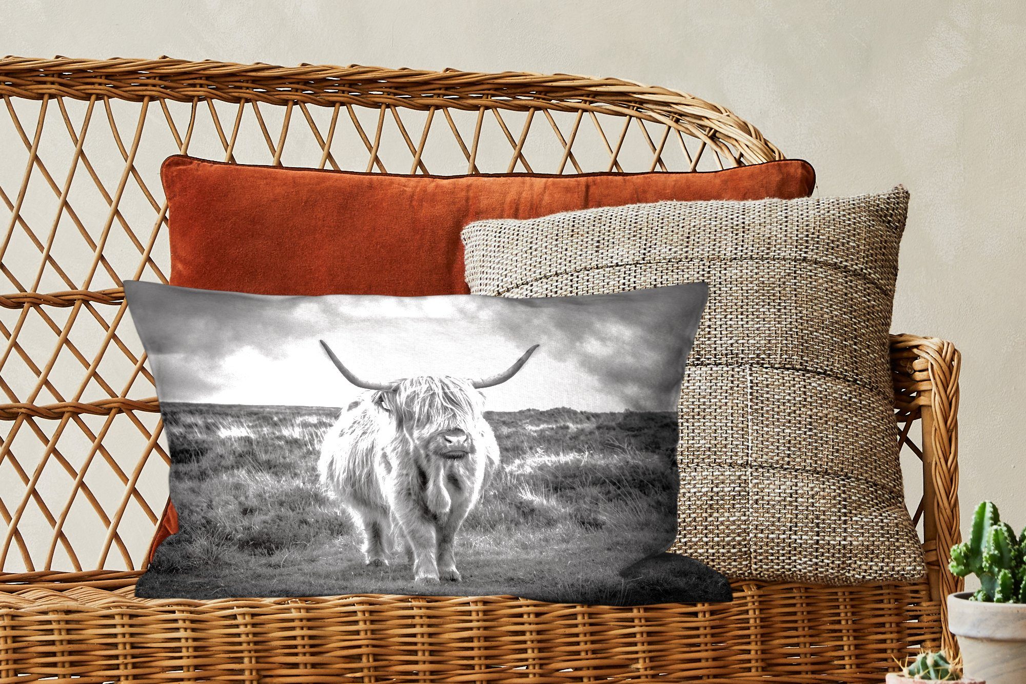 - Schlafzimmer Hochländer Füllung, Natur, Dekoration, Schottischer Kuh Wolken - - mit - Dekokissen MuchoWow Tiere Wohzimmer Dekokissen Zierkissen,