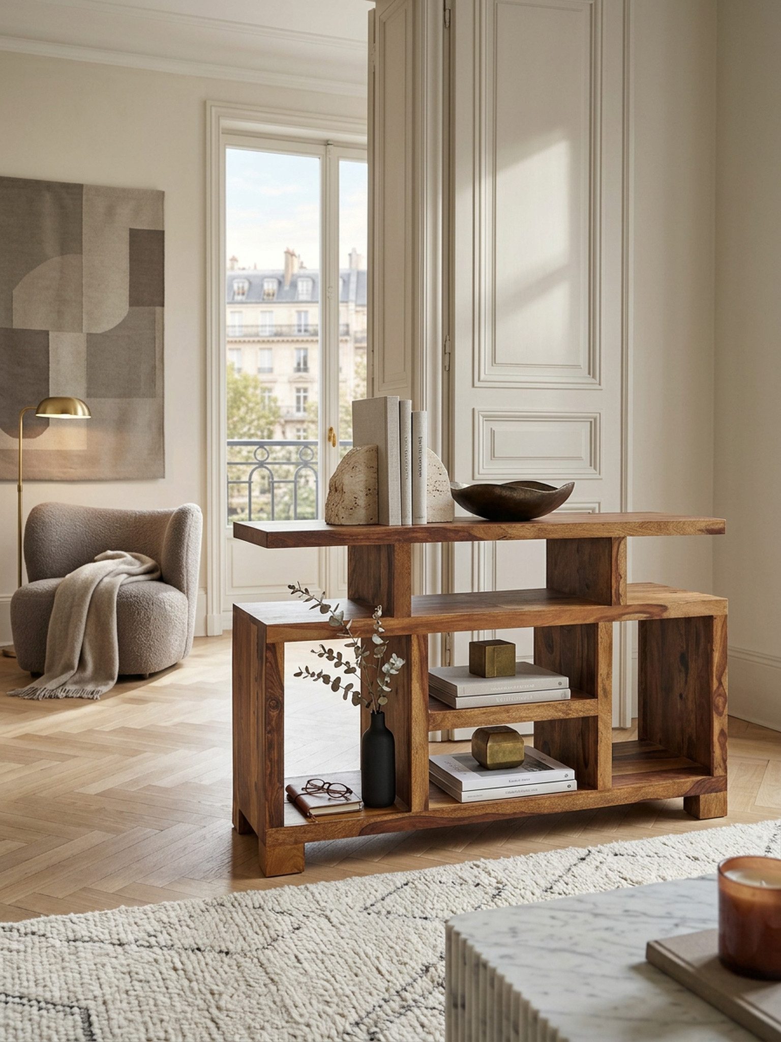 KADIMA DESIGN Kommode Sideboard Massivholz 115x76x40 cm Landhaus-Stil Anrichte Kommode (TV-Schrank Anrichte Echt-Holz mit 4 Standbeinen), Fernseh-Kommode mit Staufächern