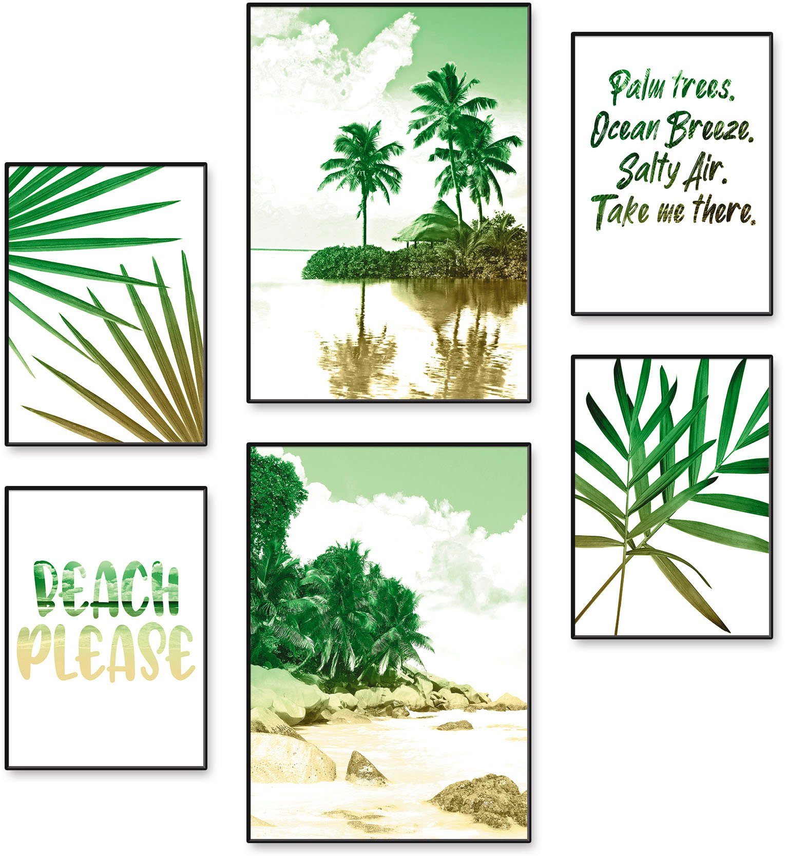 Artland Poster Palmen, Strand & Bäume St), Meer, Bild, Poster, (6 Wandposter Wandbild