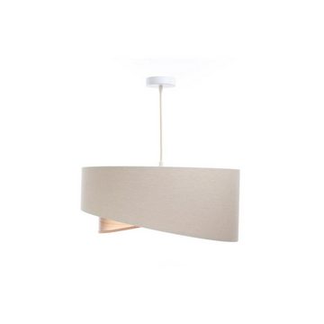 Licht-Erlebnisse Pendelleuchte DOTSON, ohne Leuchtmittel, E27 D: 50 cm in Weiß Beige Kupfer (Holzoptik) Stoff Metall Modern