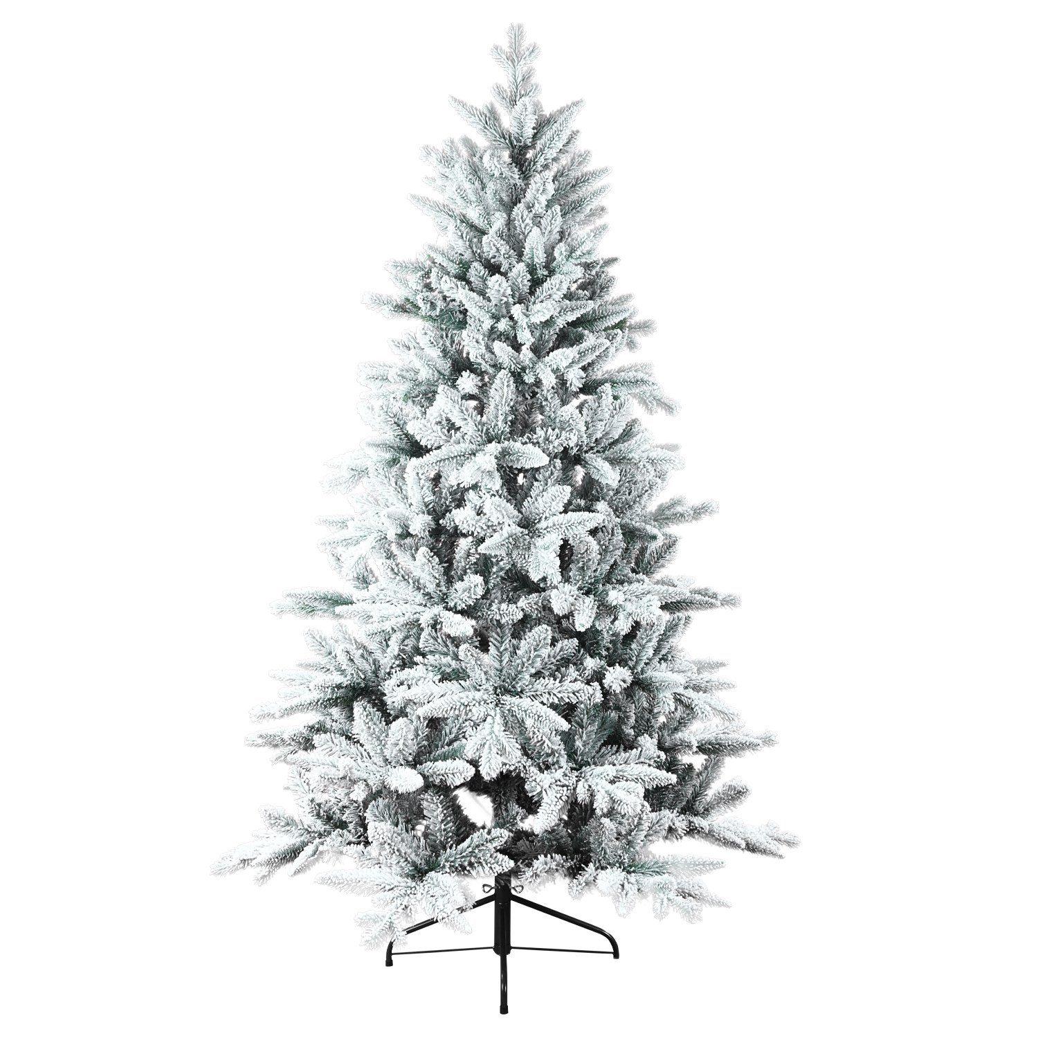 vidaXL Künstlicher Weihnachtsbaum Beflockter Weihnachtsbaum mit stabilem Metallständer