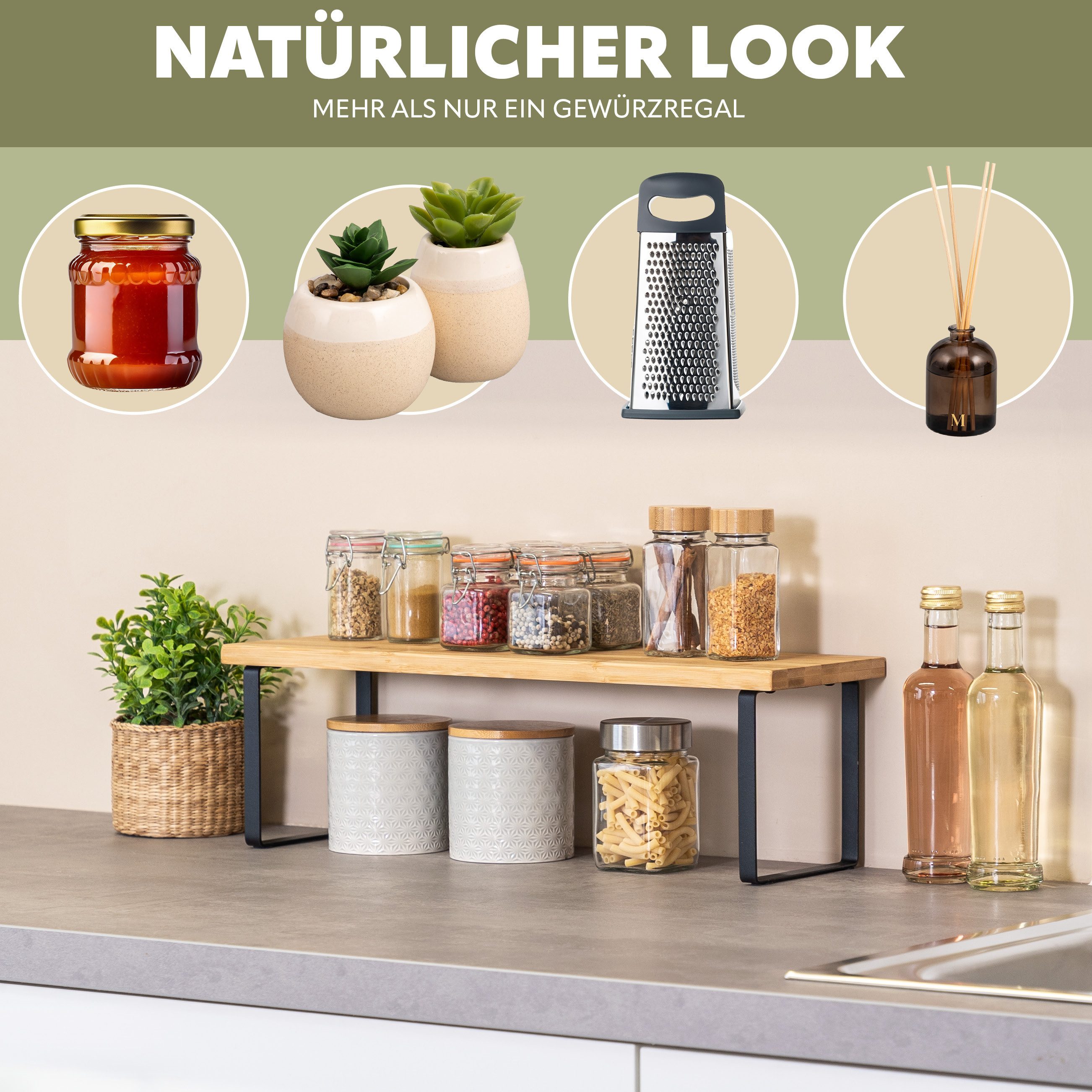 bremermann Küchenregal Gewürzregal, aus Bambus und Metall, ca. 50 cm breit günstig online kaufen