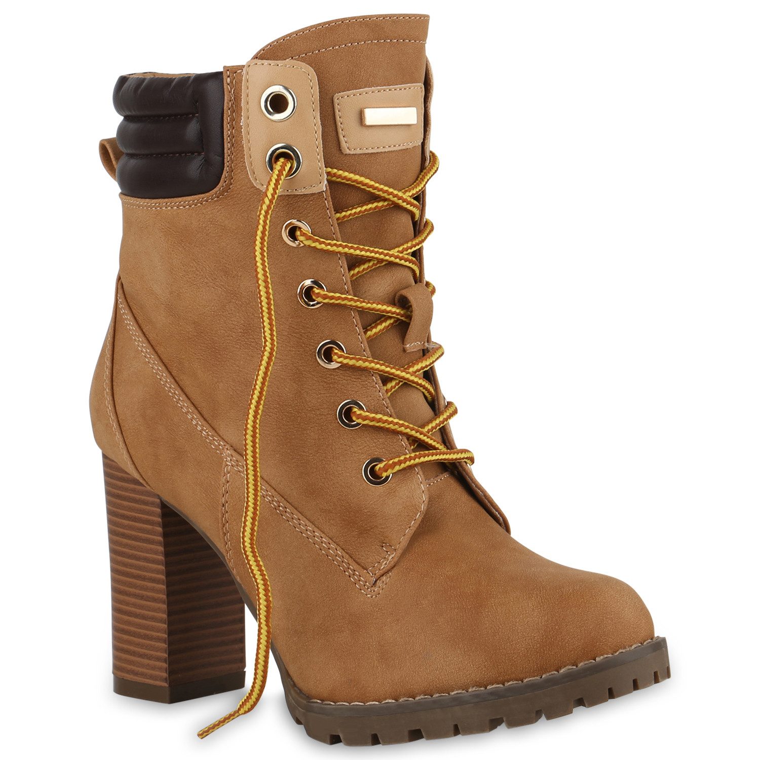VAN HILL 812259 Schnürstiefelette Damen Stiefeletten Elizabeth Schnürstiefeletten Blockabsatz Trendy
