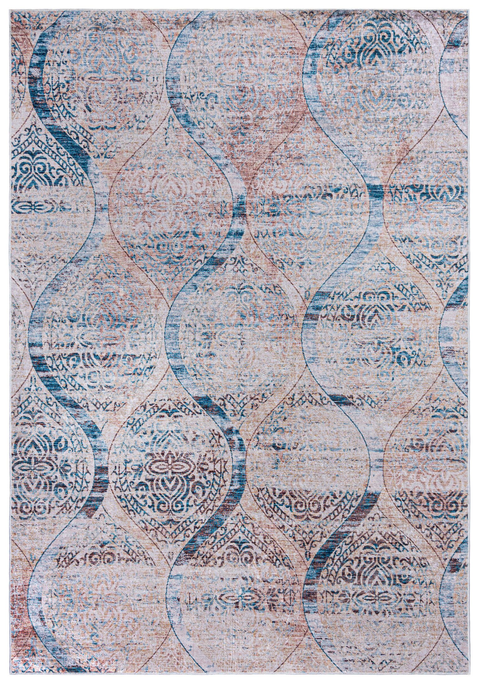 Mazovia Orientteppich Orientalisch Vintage Teppich Traditioneller Orient Teppich, 80 x 150 cm, Kurflor, Waschbar in Waschmaschine, Höhe 5 mm, Rutschfest