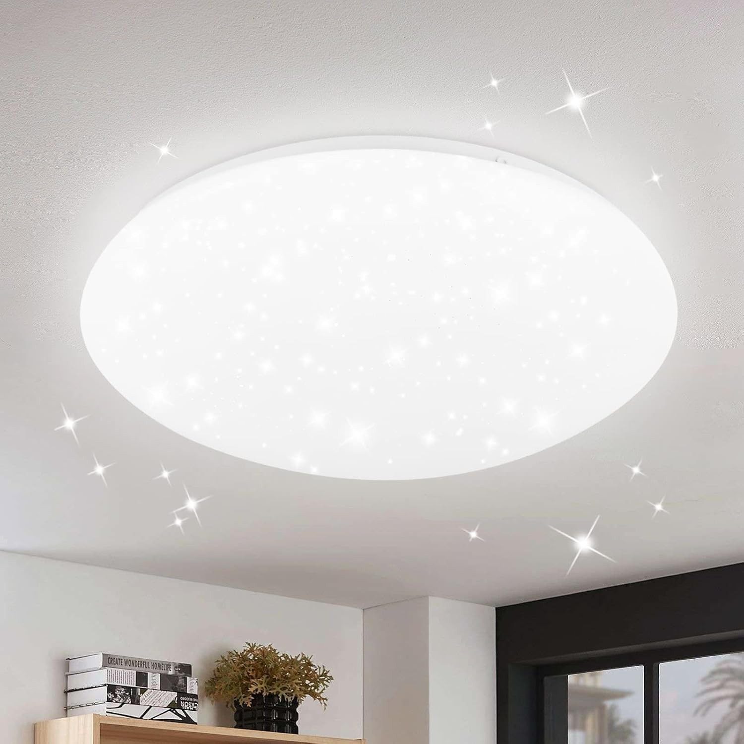 ZMH LED Deckenleuchte Whonzimmer Rund Deckenlampe Modern Sternhimmel Schlafzimmer Flur, 6000K, LED fest integriert, Kaltweiß, Sternhimmel 18w