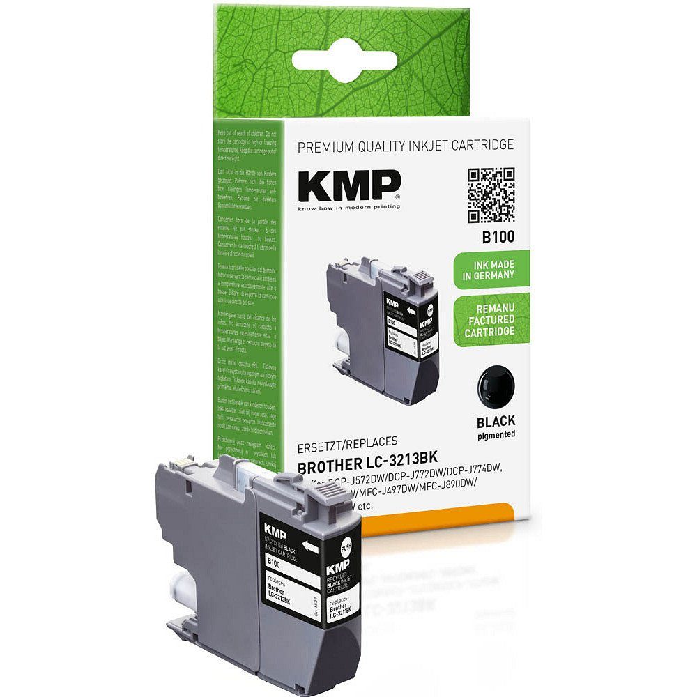 KMP 1 Tinte B100 ERSETZT Brother LC-3213BK - black Tintenpatrone (1 Farbe, 1-tlg)