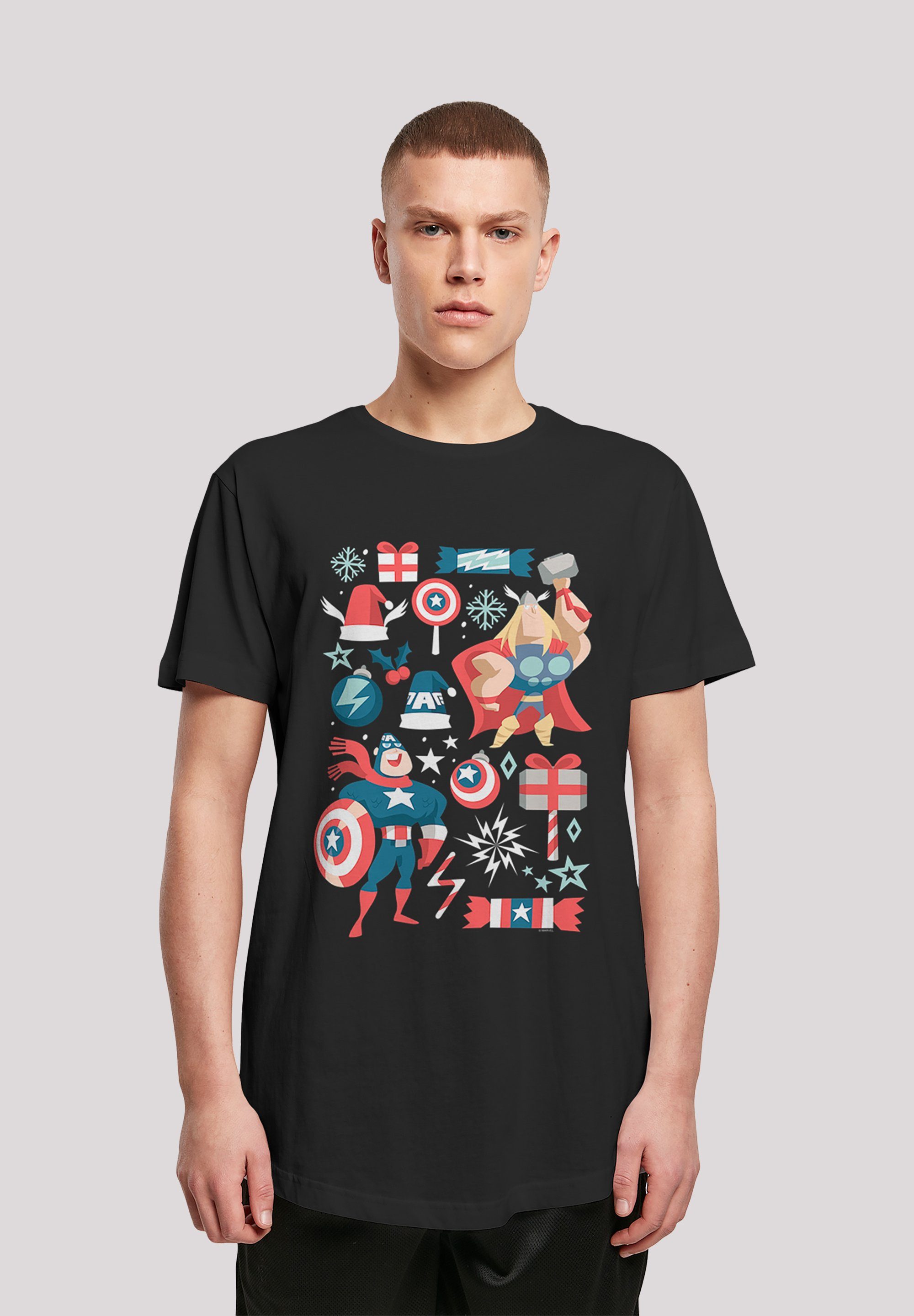 America Print T-Shirt F4NT4STIC Weihnachten Marvel Captain Thor And