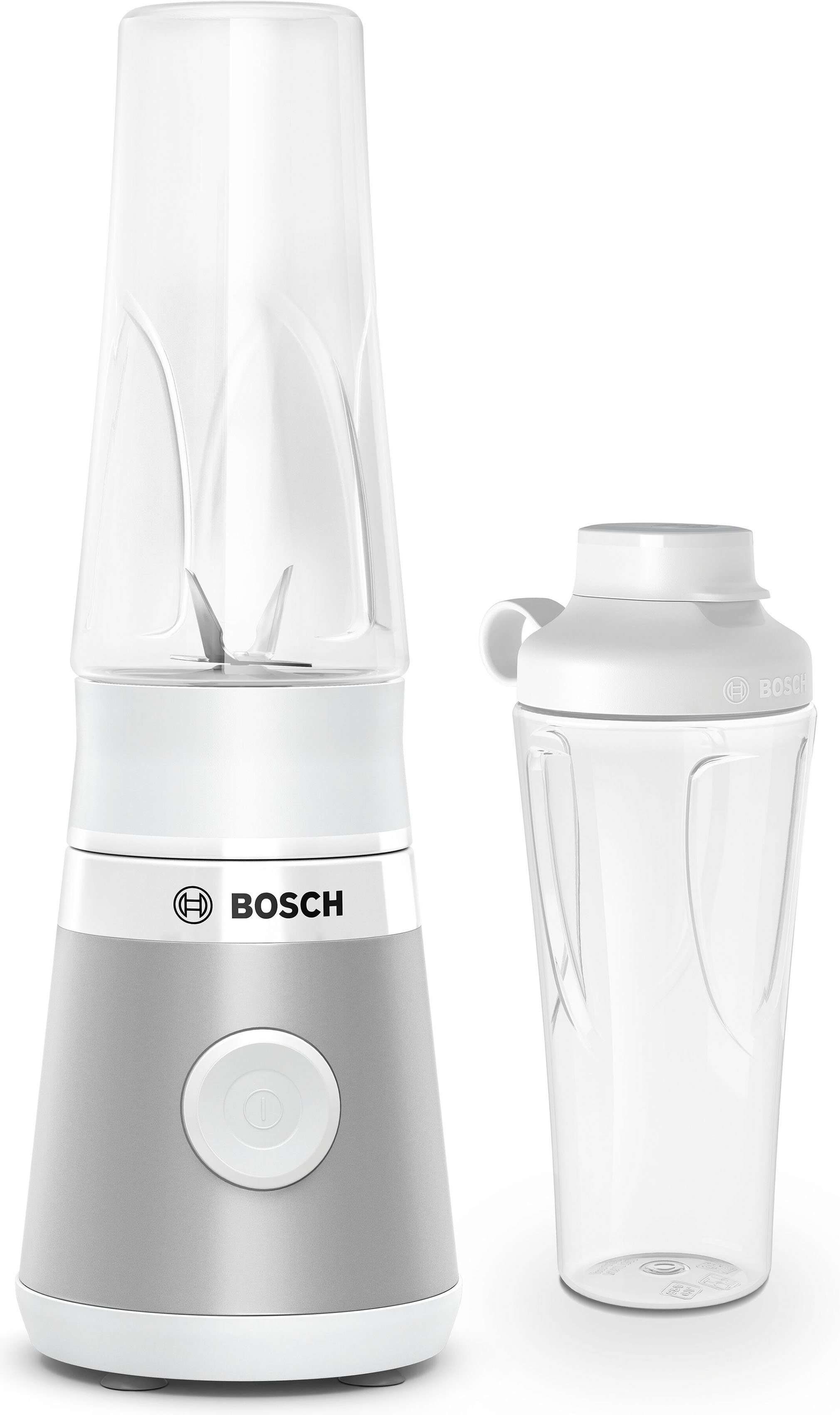 BOSCH Настольные миксеры VitaPower Serie 2 MMB2111T, Mini-Mixer, 0,6l ToGo, 40.000 U/Min, weiß, 450 W, ToGo Flasche aus Tritan, Trinkdeckel, 4 Klingen, Made in Europe