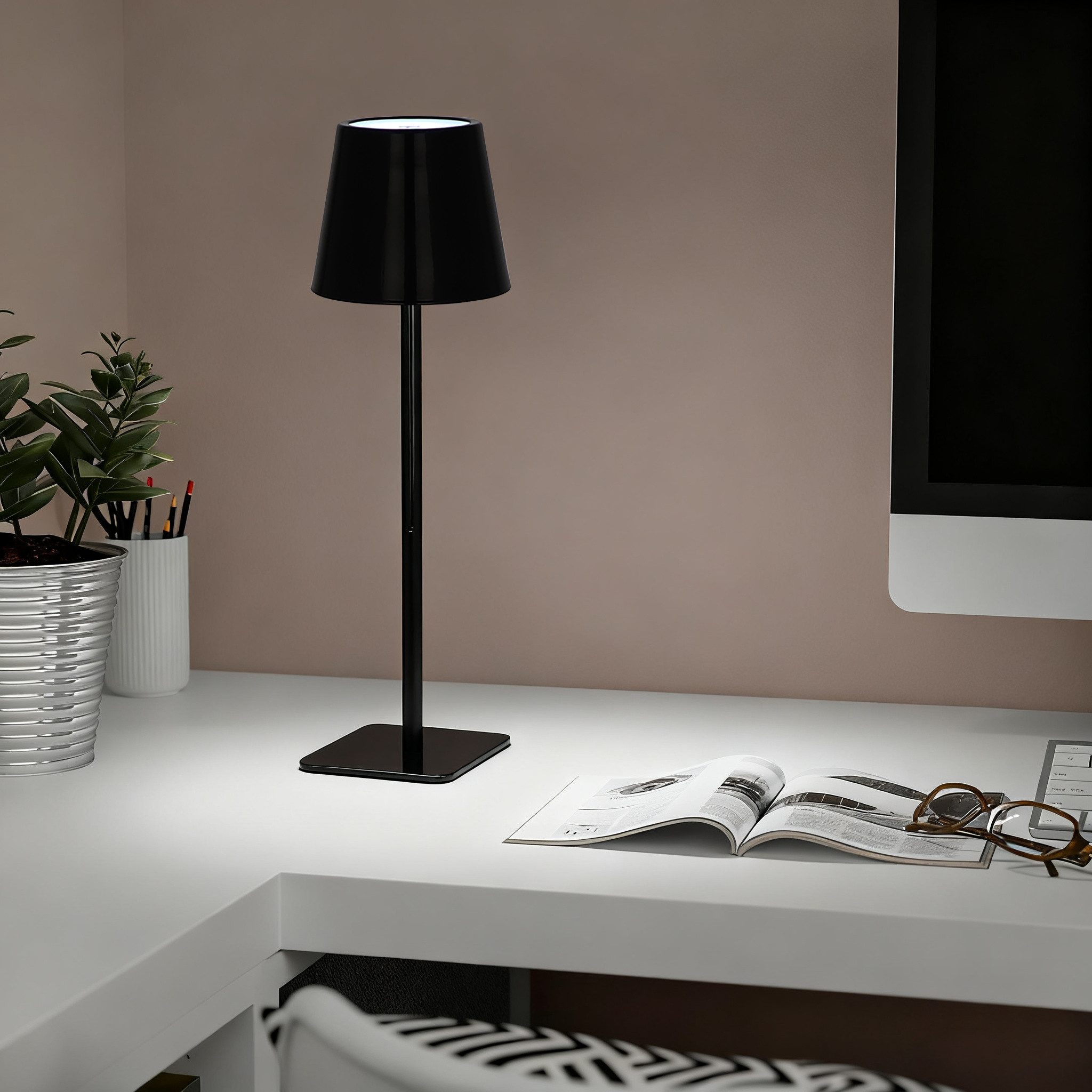 OTTO home LED Tischleuchte Merrin - 2er Set Akkuleuchte, Dimmer, Dimmfunktion, USB-Ladefunktion, LED fest integriert, warmweiß - kaltweiß, 2er Set, dimmbar, Far – Bild 2 von 5