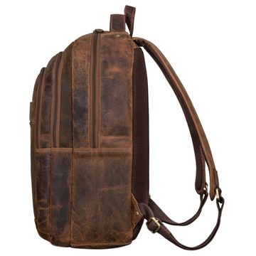 STILORD Notebookrucksack "Keno" Zeitloser Leder Rucksack mit Laptopfach 15,6 Zoll