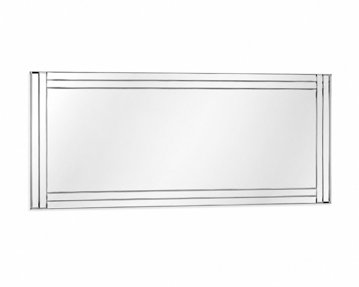 moebel17 Spiegel moebel17 Wandspiegel groß 120x40 cm Facettenrand rechteckig (Einzelmöbel, 1-St., Wandspiegel ohne Rahmen), Modern, rahmenlos, Muster im Glas, pflegeleicht