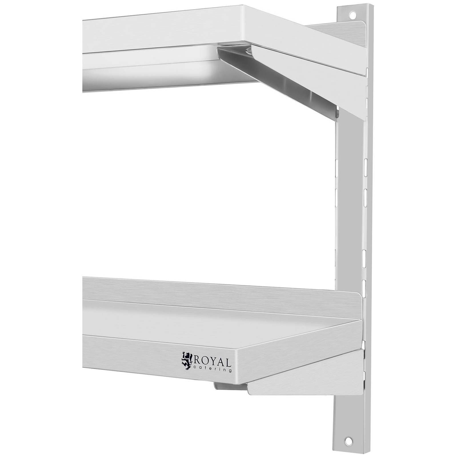 Royal Catering Hängeregal 80 x 30 cm Wandregal Gastro doppeltes Wandbord Edelstahl Regal – Bild 4 von 5