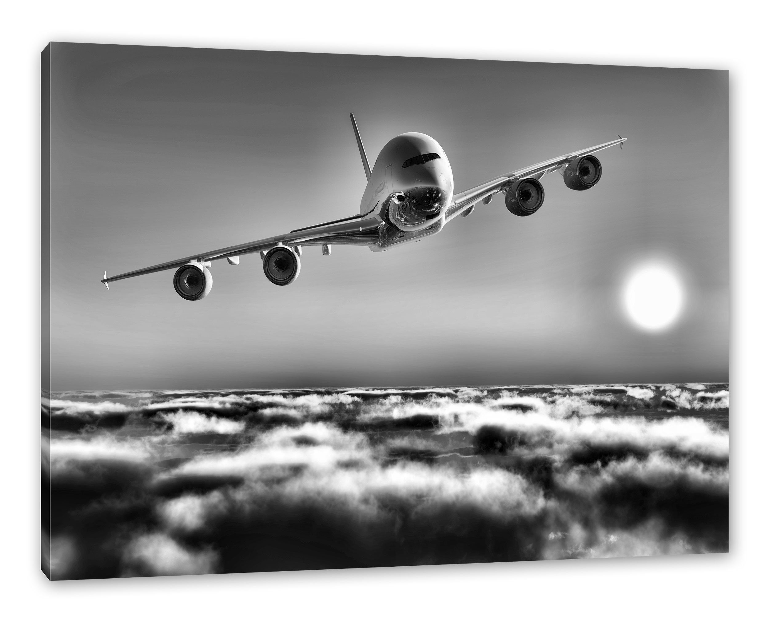 Pixxprint Leinwandbild Flugzeug, Flugzeug (1 St), Leinwandbild fertig bespannt, inkl. Zackenaufhänger