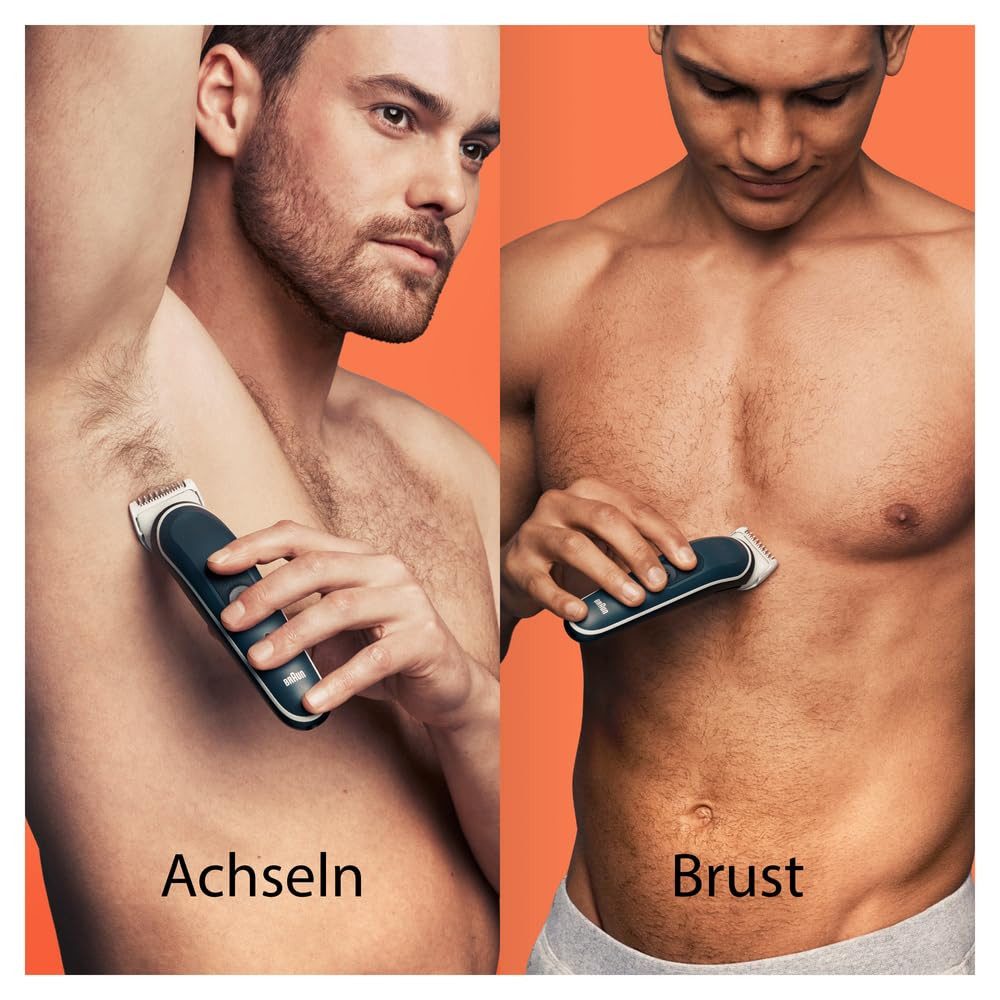 Braun Elektrokörperrasierer Body Groomer 5 BG5370, Präzisions-Körperrasierer Trimmer, Abwaschbar, Aufsätze: 2, Wet & Dry, Langhaarschneider, 20 Längeneinstellungen